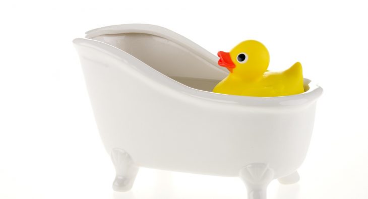rubber duck in a bath